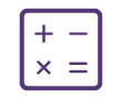 Math Icon- Shows a square with a plus, minus, equals and multiply signs